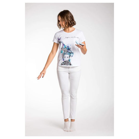 A.Tratti Chic White Stretch Viscose Tee