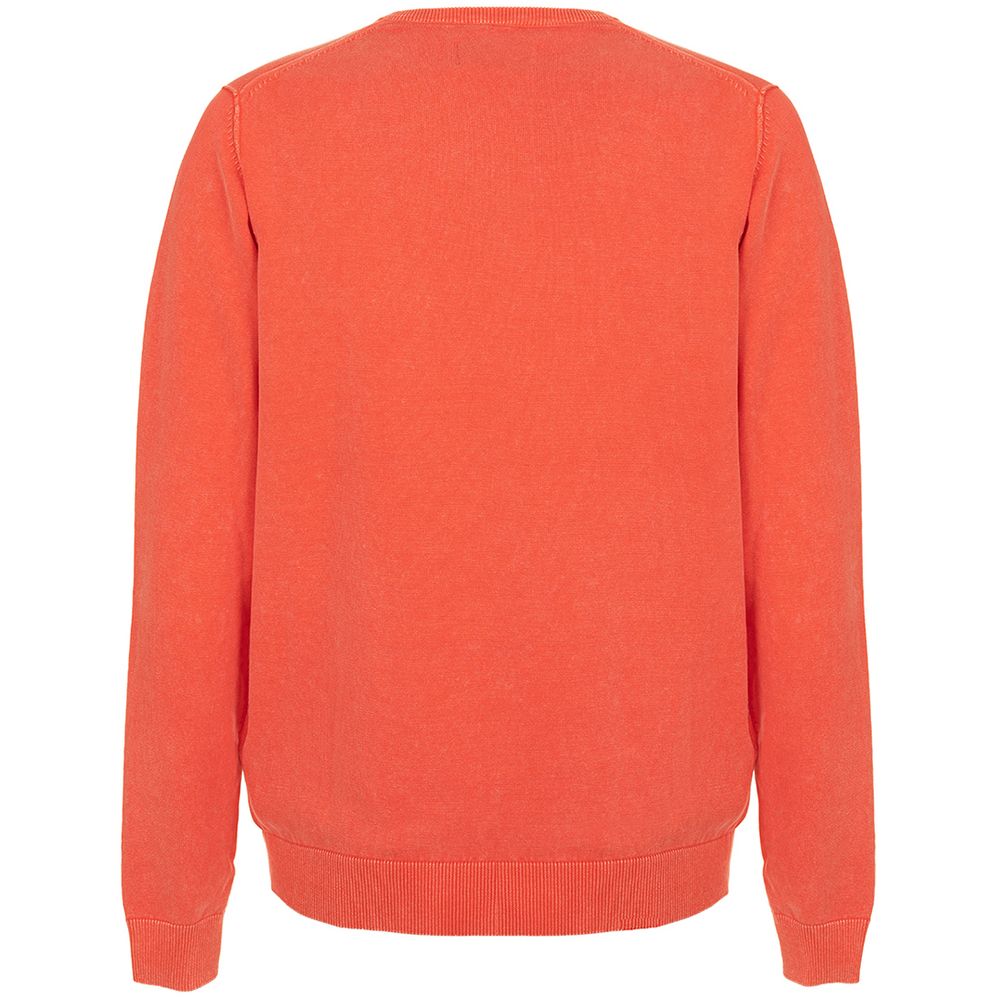 Fred Mello Embroidered Logo Crew Neck Sweater in Orange