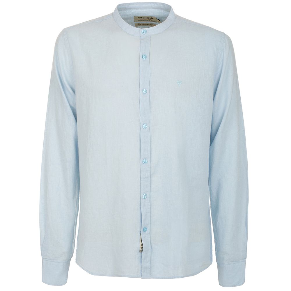 Fred Mello Chic Mandarin Collar Linen-Cotton Shirt