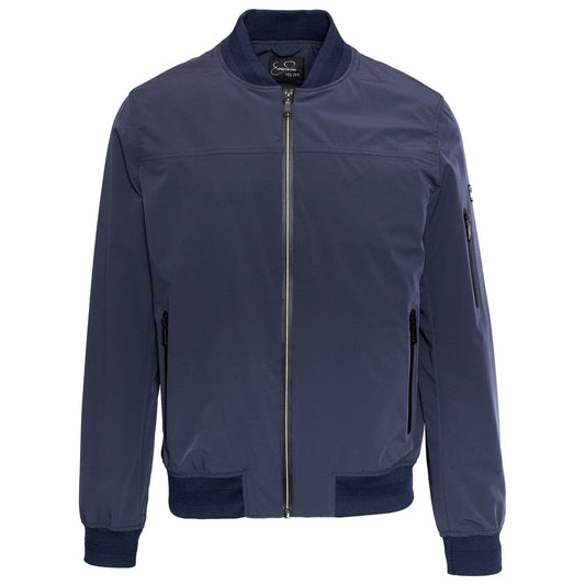 Yes Zee Sleek Blue Nylon Bomber Jacket for Men