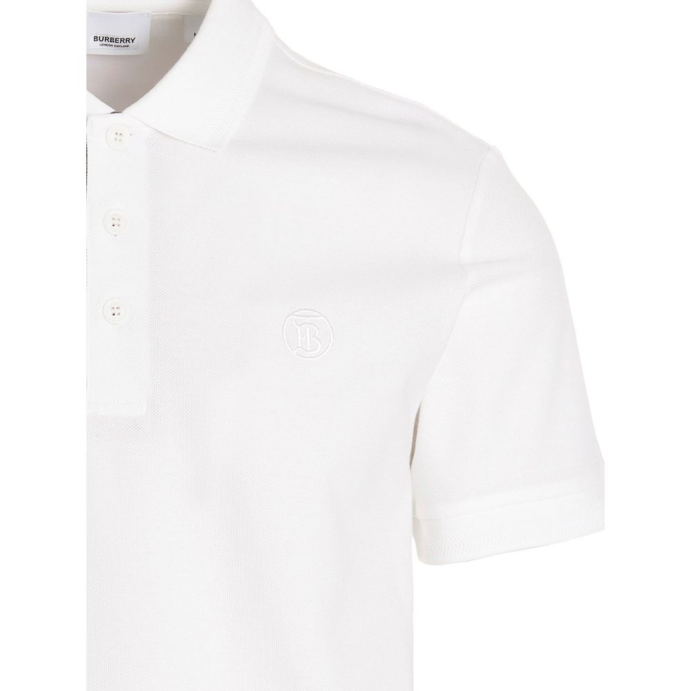 Burberry Elegant White Pique Cotton Polo Shirt