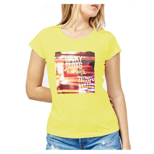 Yes Zee Chic Yellow Crew-Neck Cotton Tee