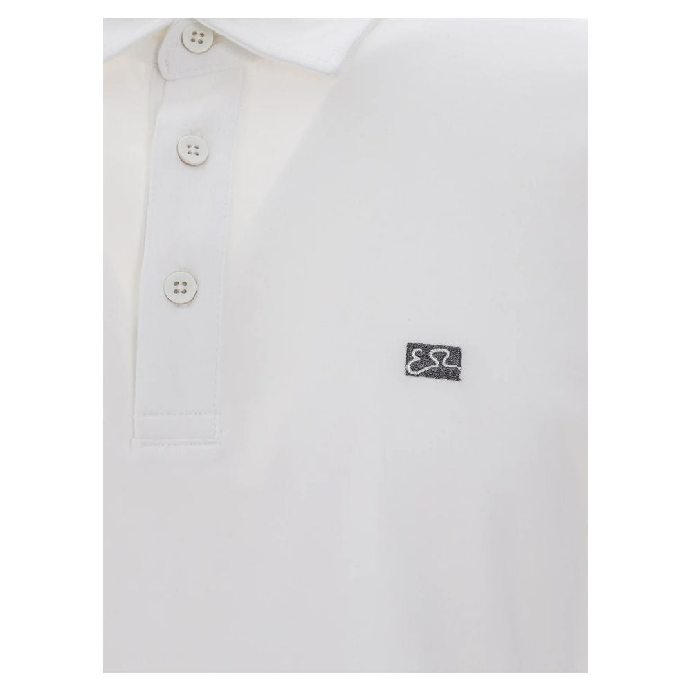 Yes Zee Elegant White Cotton Stretch Polo