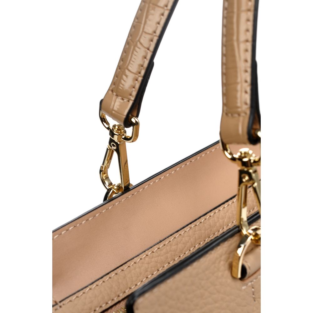 Baldinini Trend Chic Nude Textured Calfskin Handbag