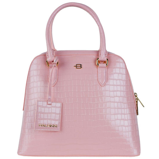 Baldinini Trend Elegant Pink Python-Print Calfskin Handbag