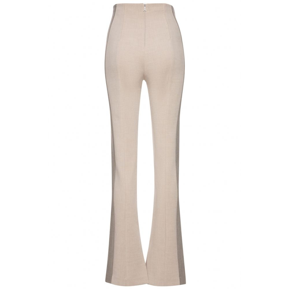 Patrizia Pepe Chic Beige Slim Fit Trousers with Side Bands