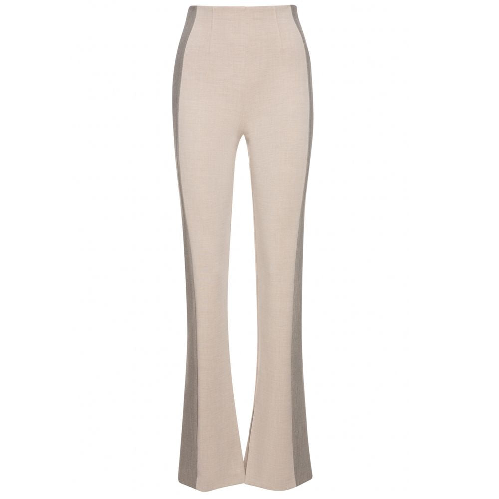 Patrizia Pepe Chic Beige Slim Fit Trousers with Side Bands