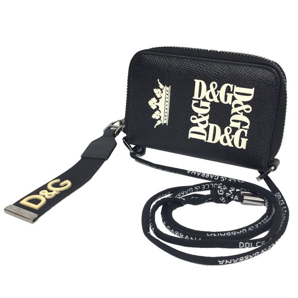 Dolce & Gabbana Elegant Leather Zip Wallet with Shoulder String