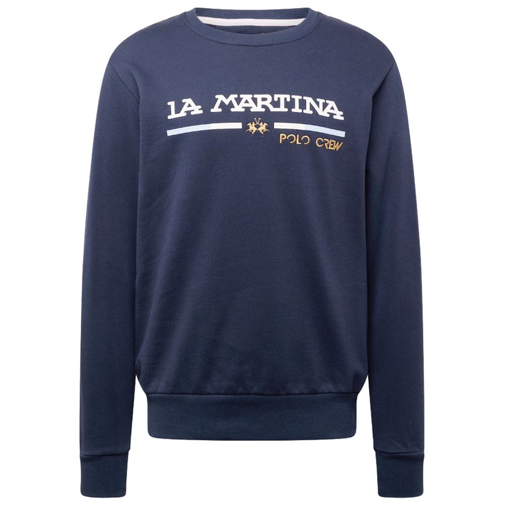 La Martina Elegant Cotton Crewneck Sweater with Logo