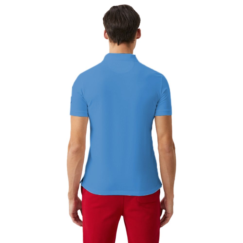 La Martina Embroidered Cotton Polo in Light Blue