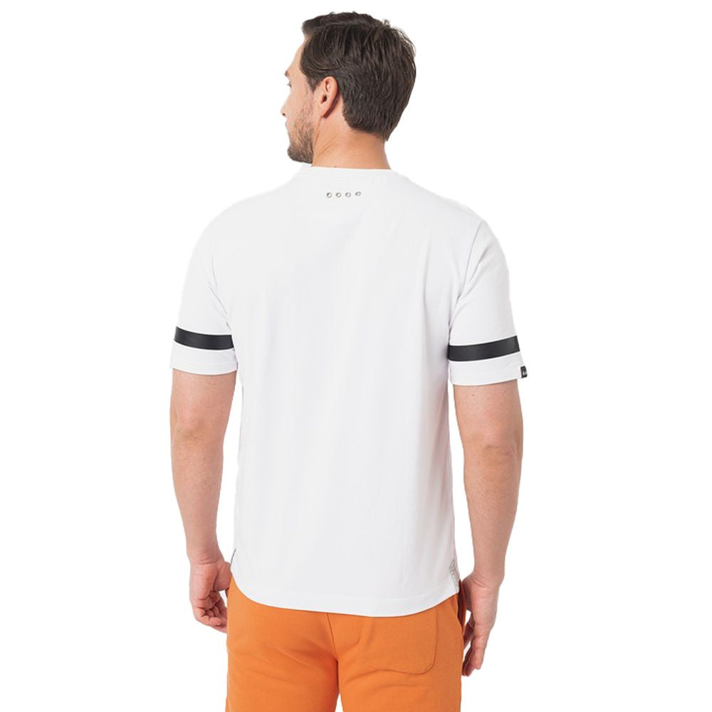 La Martina Sleek White Jersey Tee with Distinctive Sleeve Detail