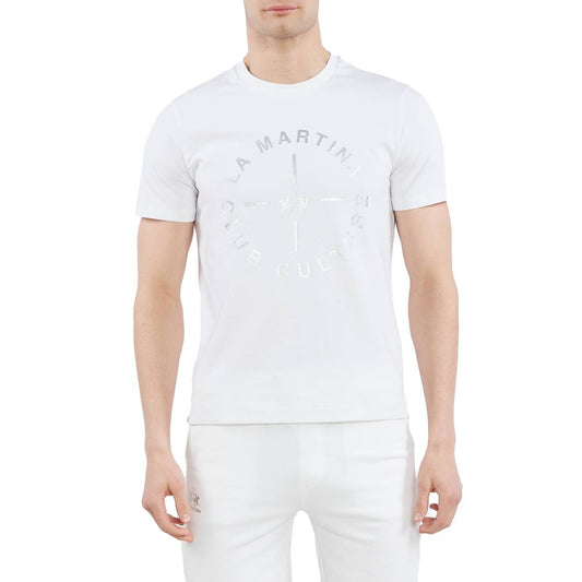 La Martina Elegant White Printed Jersey T-Shirt