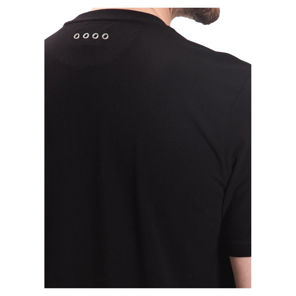 La Martina Elegant Black Jersey Tee with Chic Front Print