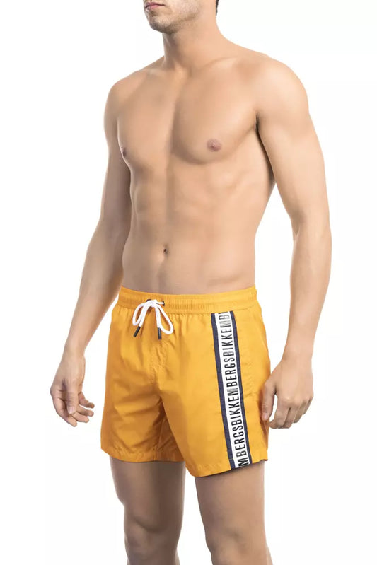 Bikkembergs Sleek Orange Swim Shorts with Iconic Tape Detail