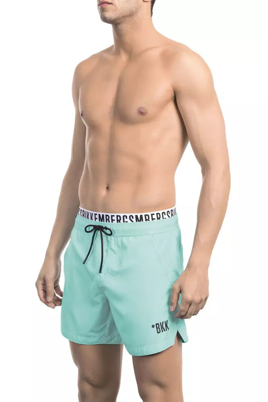 Bikkembergs Elegant Light Blue Swim Shorts with Branded Band