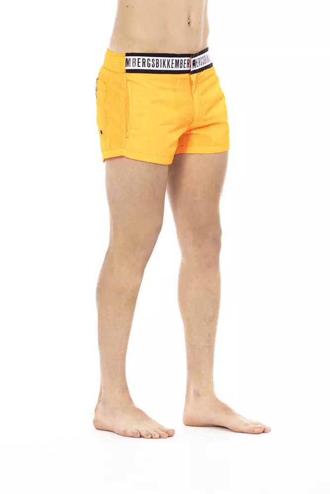 Bikkembergs Elegant Orange Swim Shorts with Branded Band