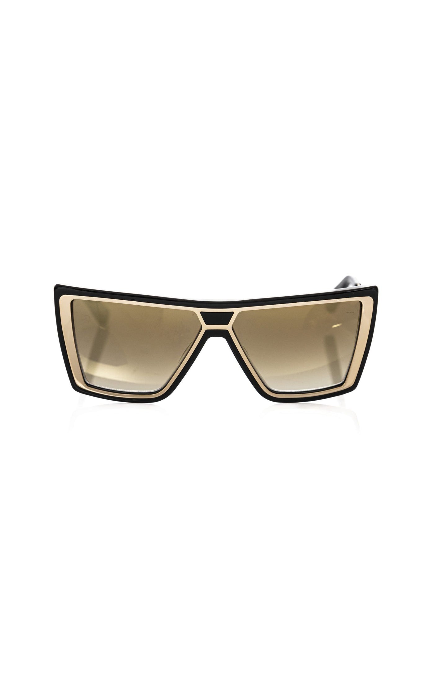 Frankie Morello Elegant Black and Gold Square Sunglasses