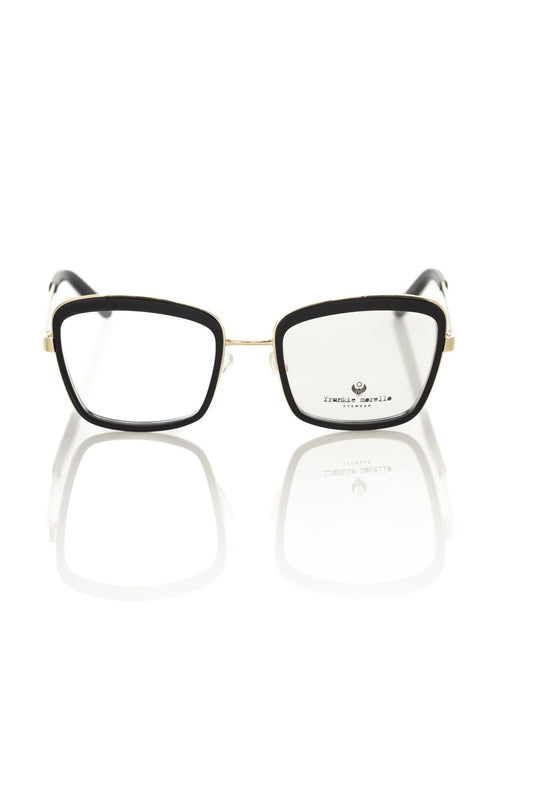 Frankie Morello Sophisticated Square Black & Gold Eyeglasses