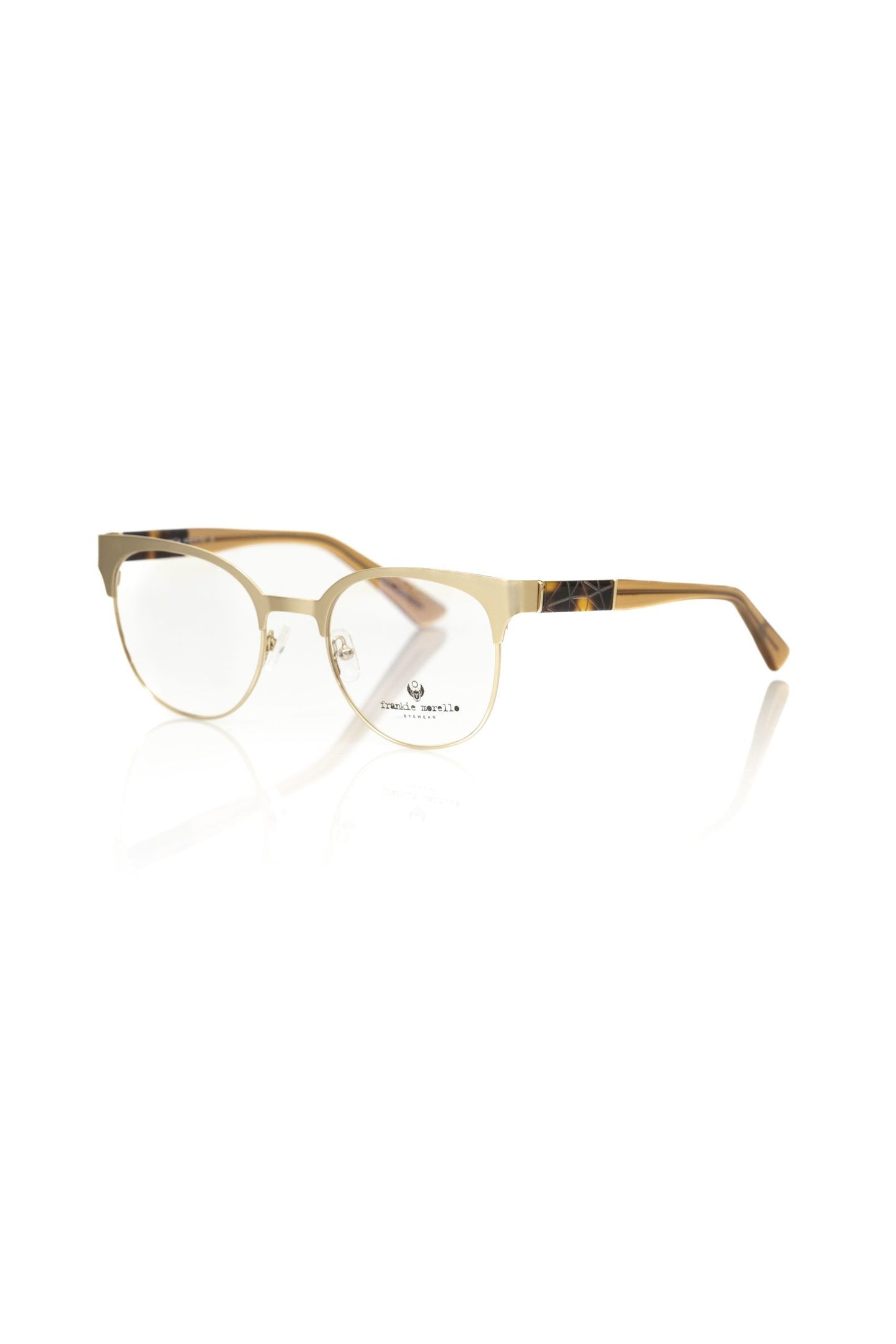 Frankie Morello Geometric Gold-Tone Clubmaster Eyeglasses