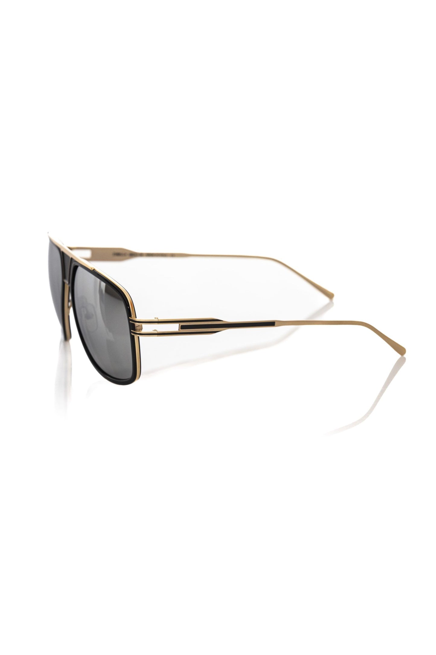 Frankie Morello Elegant Shield Sunglasses with Gold Accents