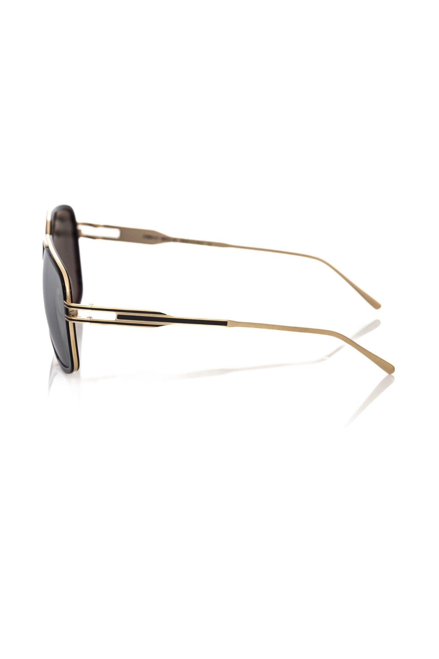 Frankie Morello Elegant Shield Sunglasses with Gold Accents