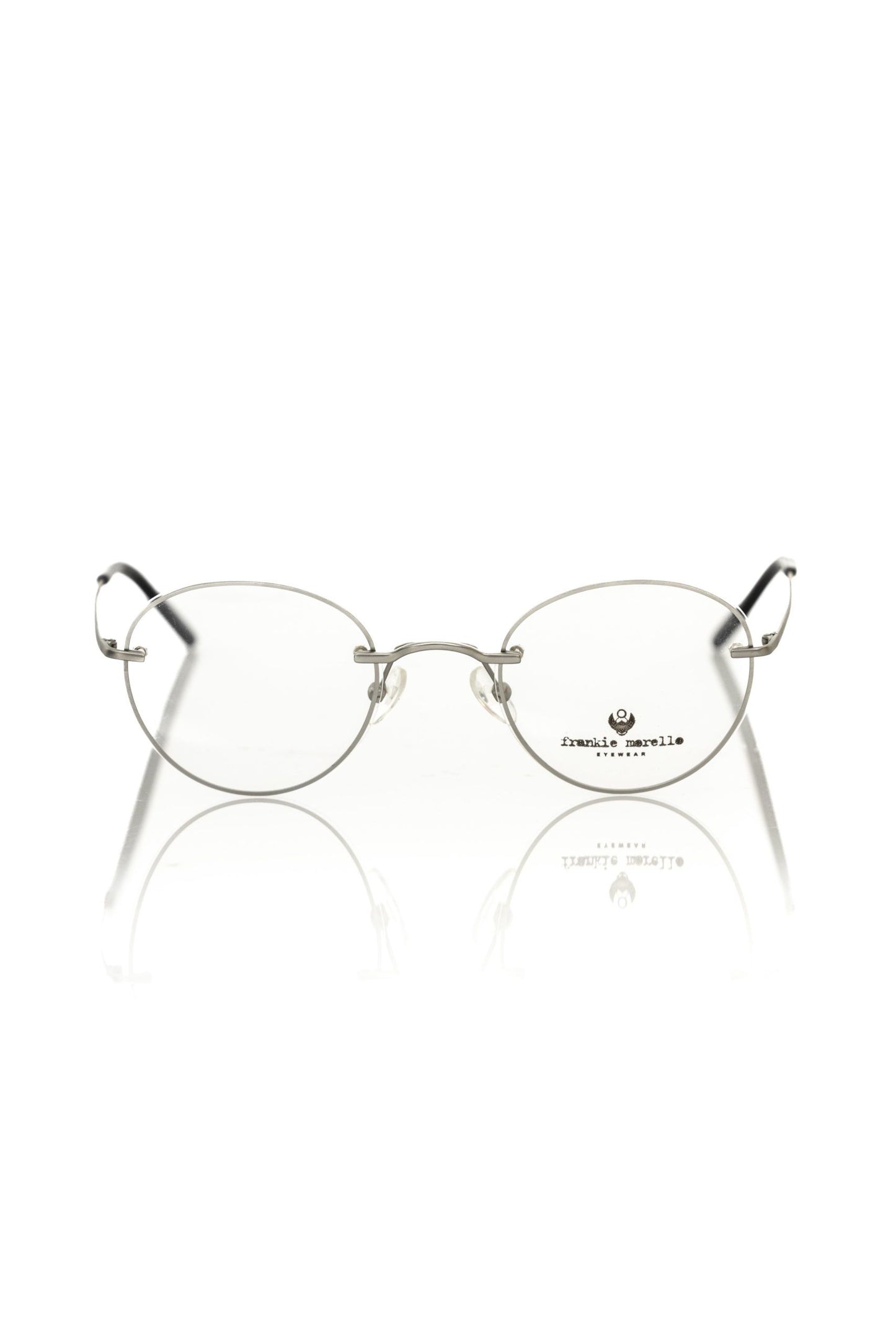 Frankie Morello Silver-Toned Round Metallic Eyeglasses