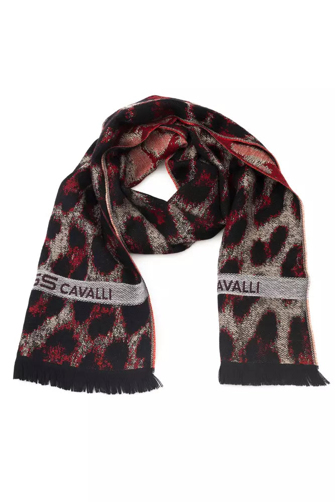 Cavalli Class Burgundy Animalier Fantasy Logo Scarf