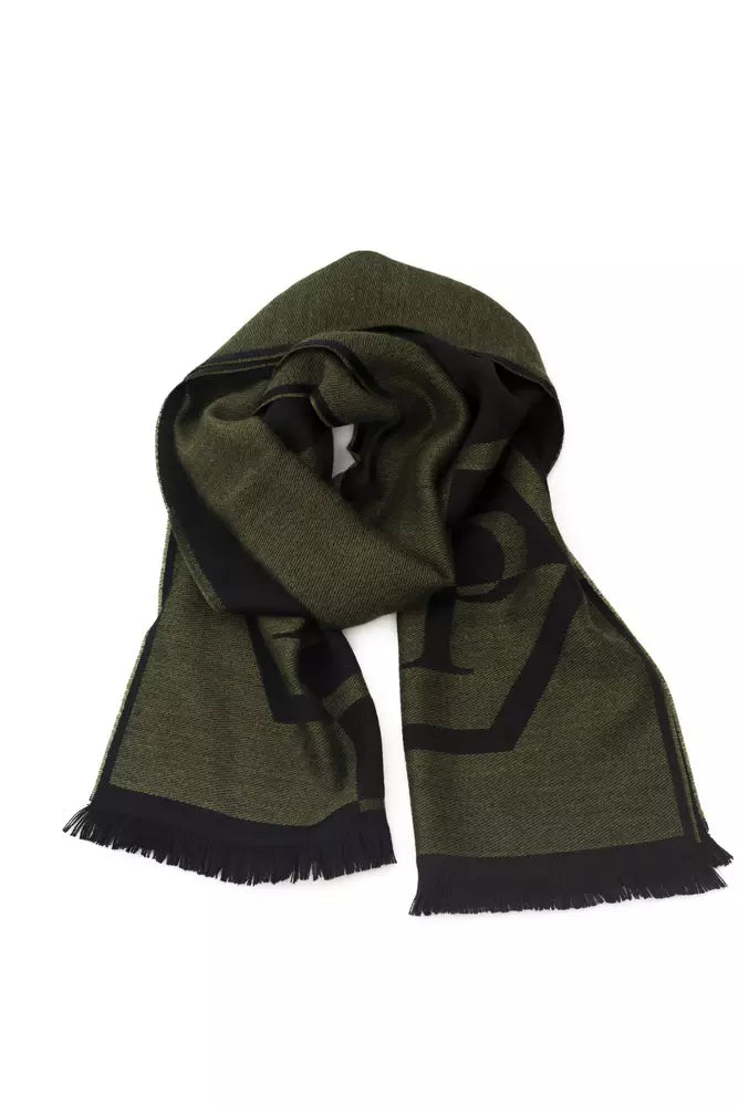 Philipp Plein Plush Fringed Logo Scarf in Lush Green