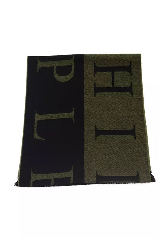 Philipp Plein Elegant Green Fringed Scarf