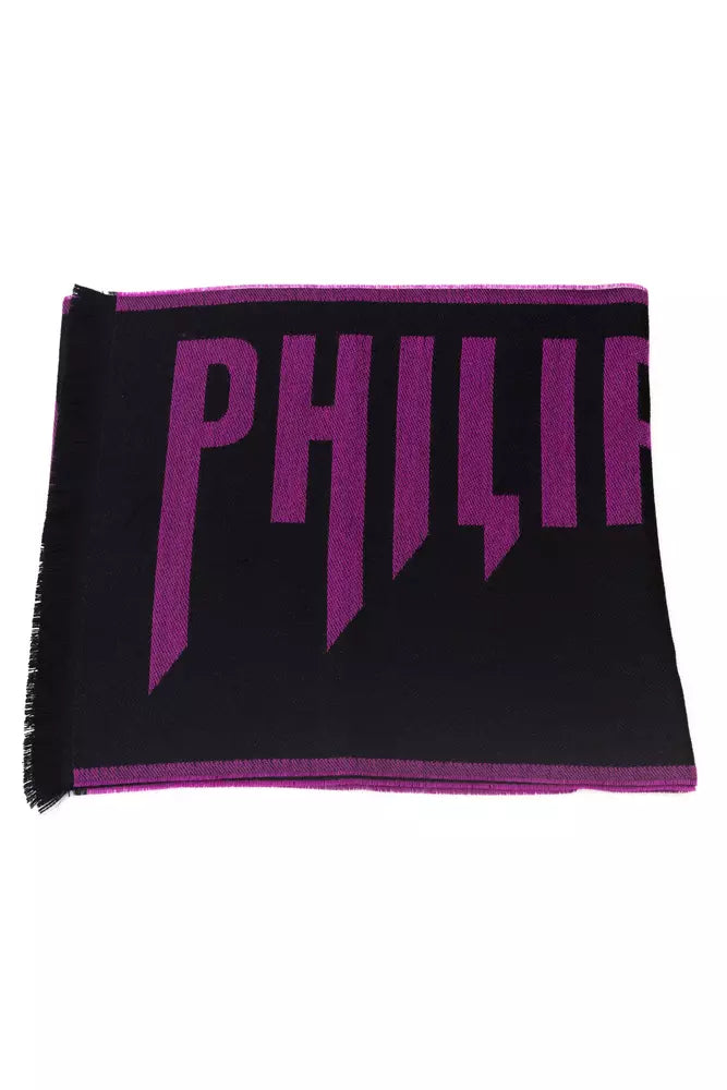 Philipp Plein Elegant Purple Wool-Blend Scarf