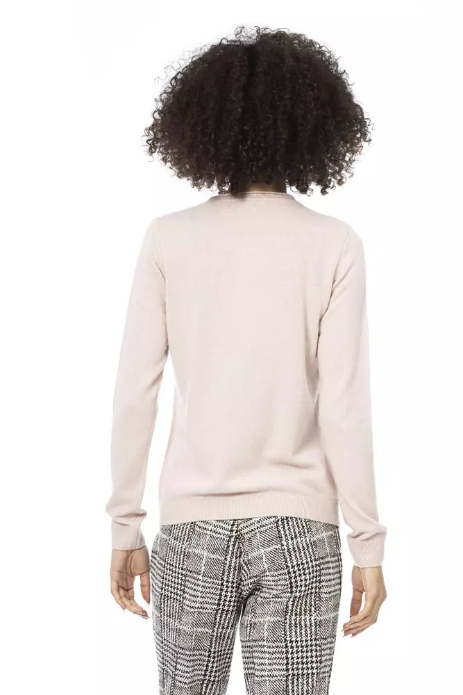 Baldinini Trend Chic Pink Woollen Blend Long Sleeve Shirt