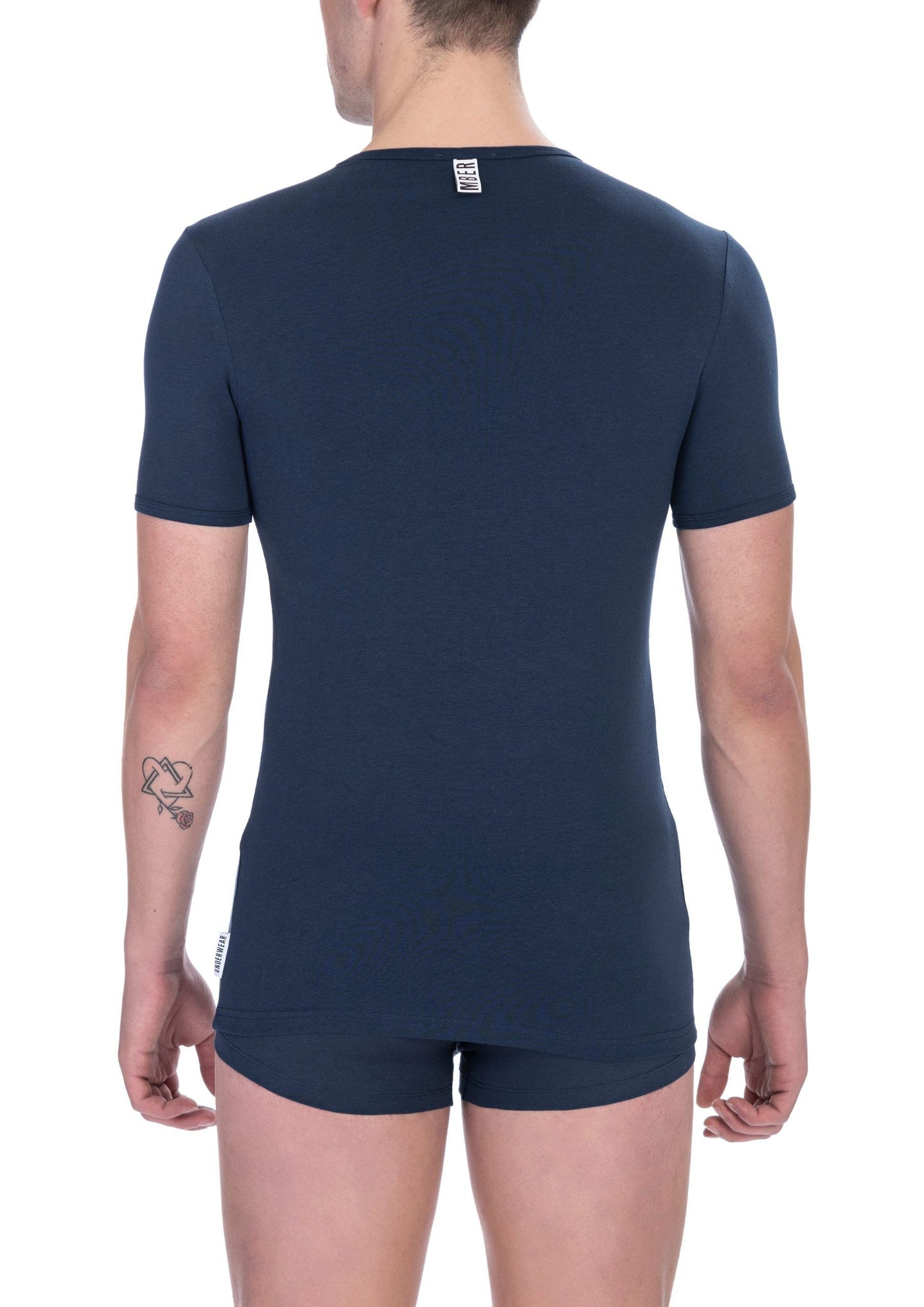 Bikkembergs Elegant V-Neck T-Shirt in Blue