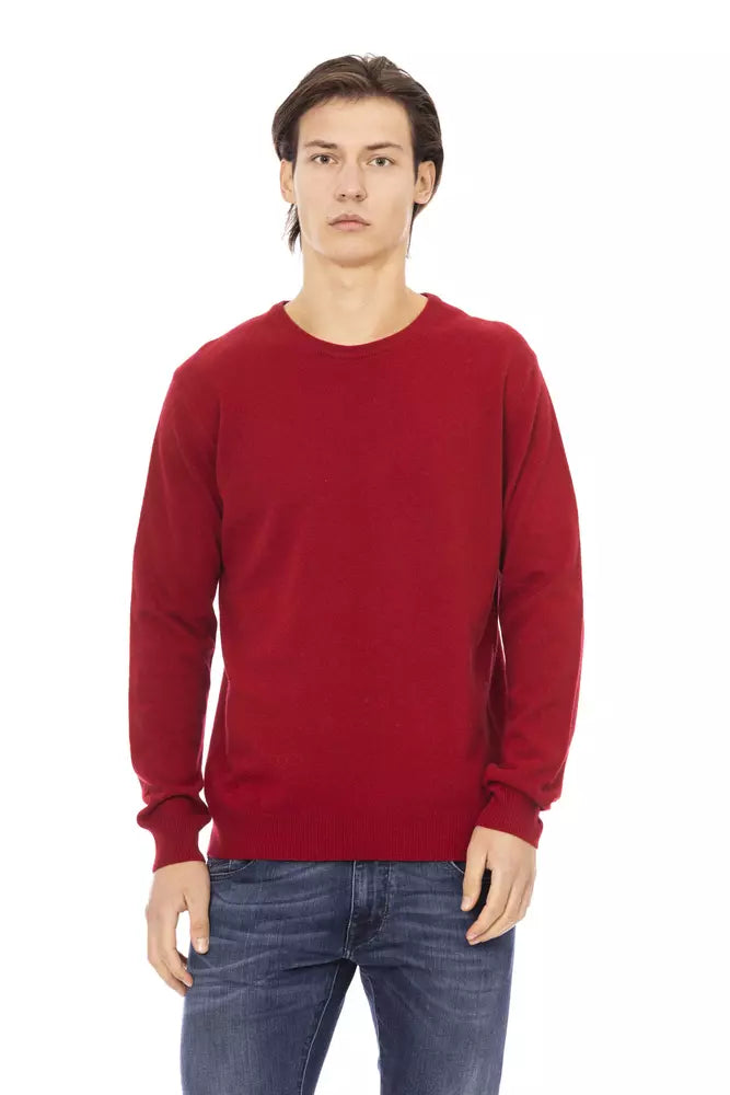 Baldinini Trend Elevated Elegance Crewneck Sweater in Red