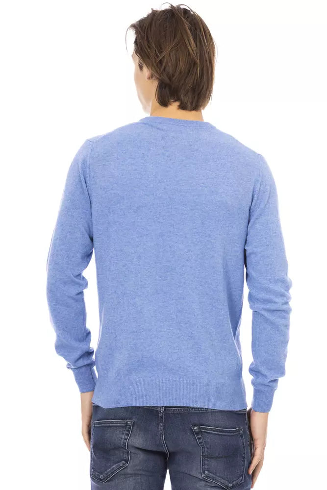 Baldinini Trend Elegant Light Blue Crewneck Sweater for Men