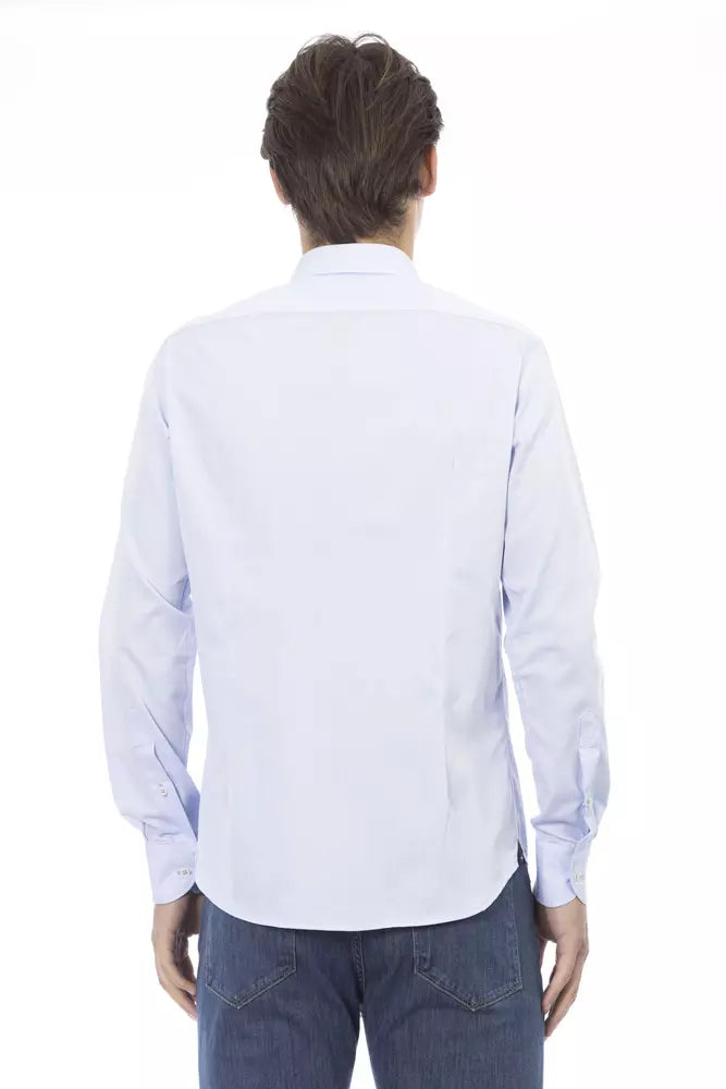 Baldinini Trend Elegant Slim Fit Light Blue Cotton Shirt