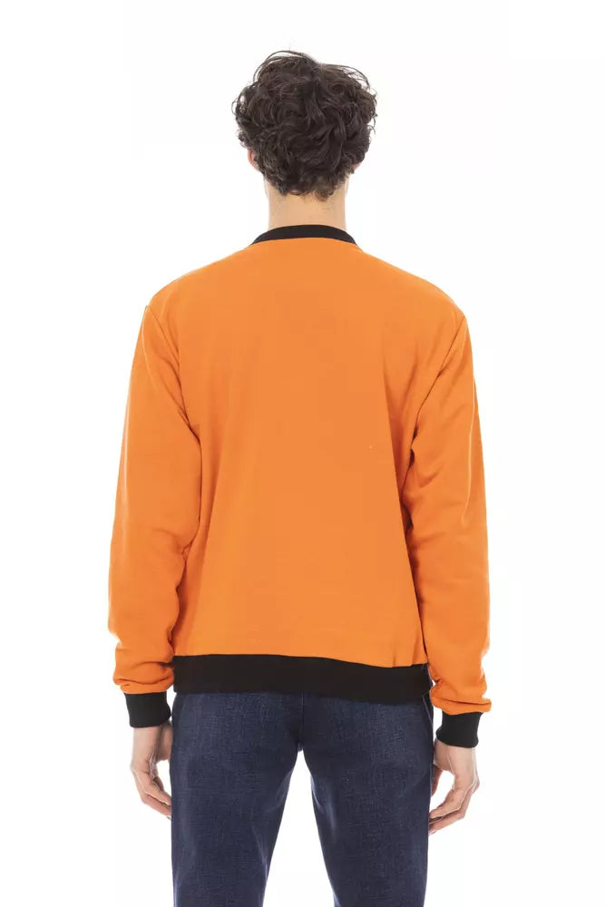 Baldinini Trend Orange Cotton Fleece Hoodie with Front Logo