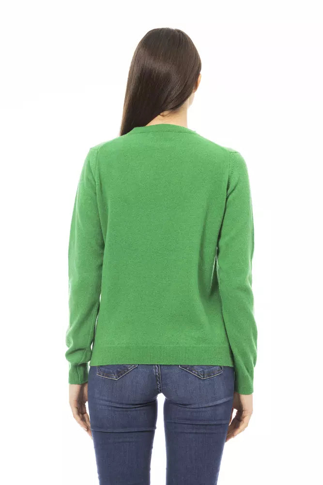 Baldinini Trend Elegant Green Wool-Cashmere Crewneck Sweater