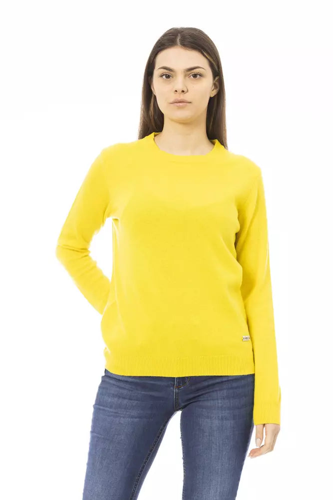 Baldinini Trend Chic Wool-Cashmere Crewneck Sweater in Yellow