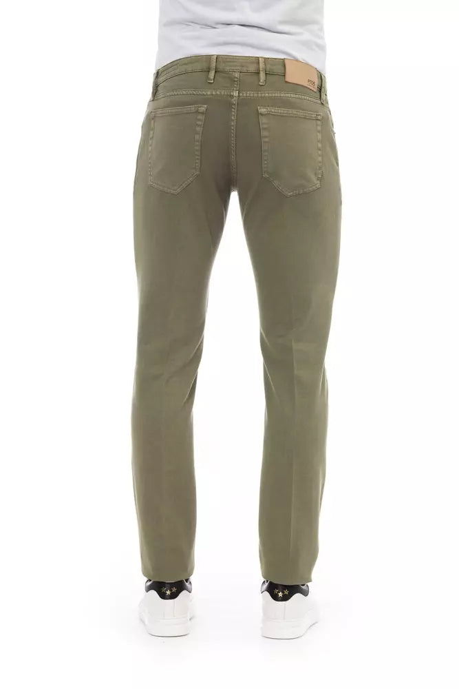 PT Torino Elegant Green Cotton Stretch Jeans