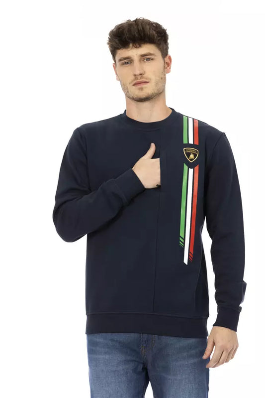 Automobili Lamborghini Sleek Shield Emblem Blue Crewneck Sweatshirt