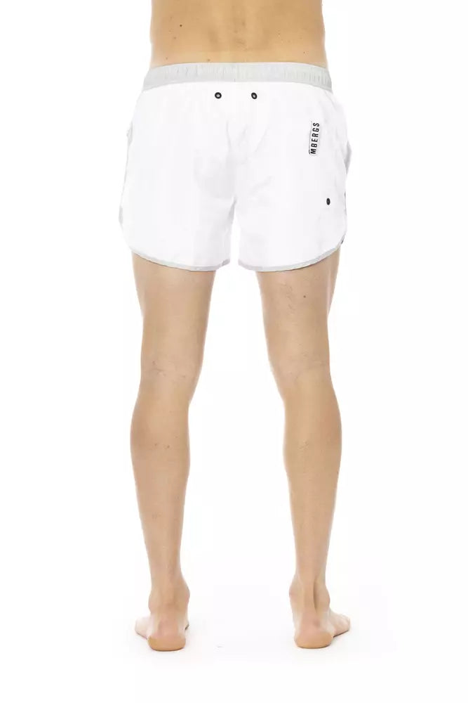 Bikkembergs Elegant White Swim Shorts with Unique Front Print