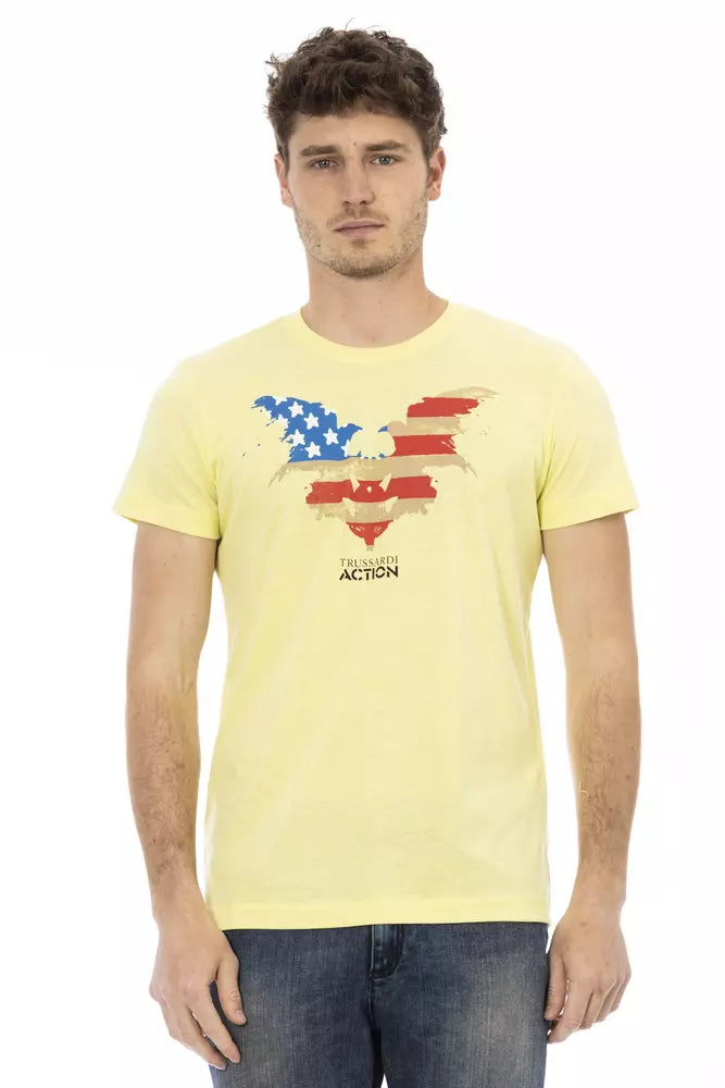 Trussardi Action Sunshine Yellow Casual Tee with Graphic Print