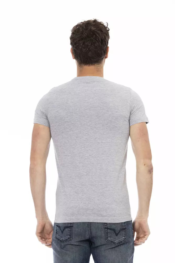 Trussardi Action Chic Gray Cotton Blend Round Neck Tee