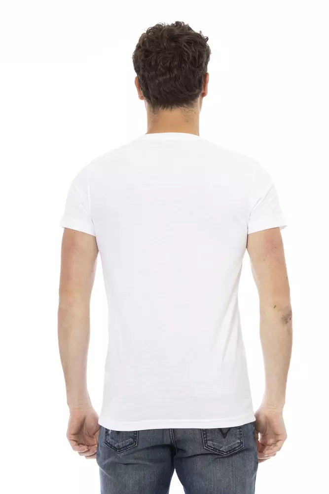 Trussardi Action Chic White Tee with Stylish Front Print