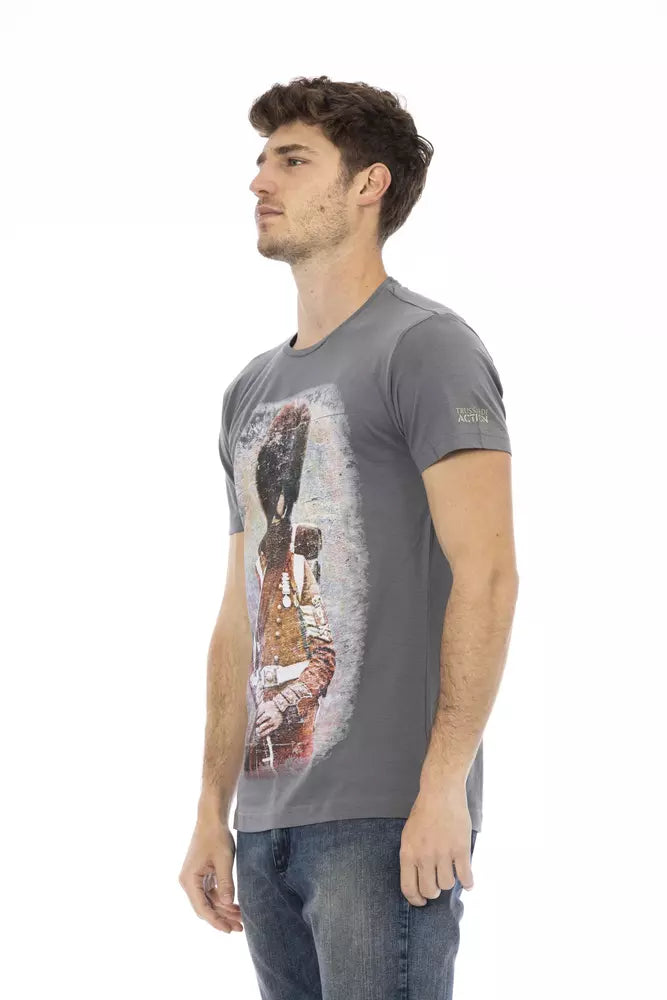 Trussardi Action Chic Gray Short Sleeve Round Neck Tee