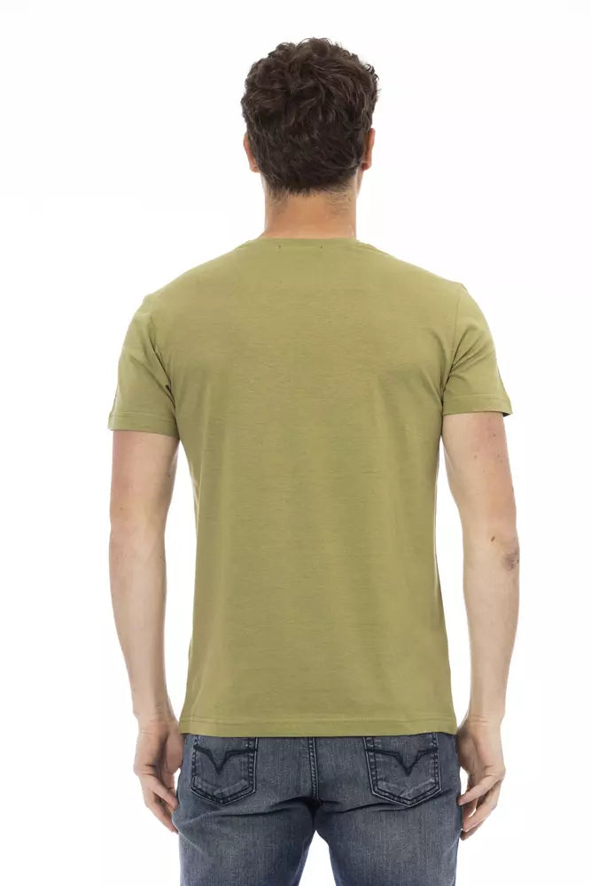 Trussardi Action Chic Green Short Sleeve Tee with Front Print