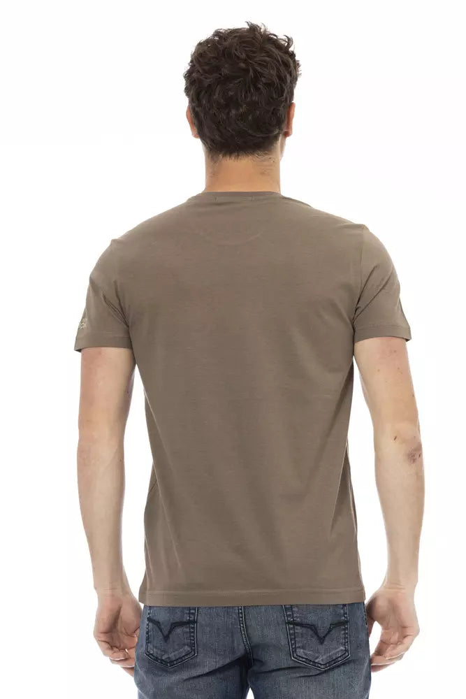 Trussardi Action Chic Brown Short Sleeve Cotton-Blend Tee