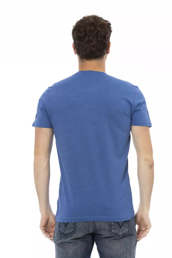 Trussardi Action Sophisticated Blue Tee with Front Print