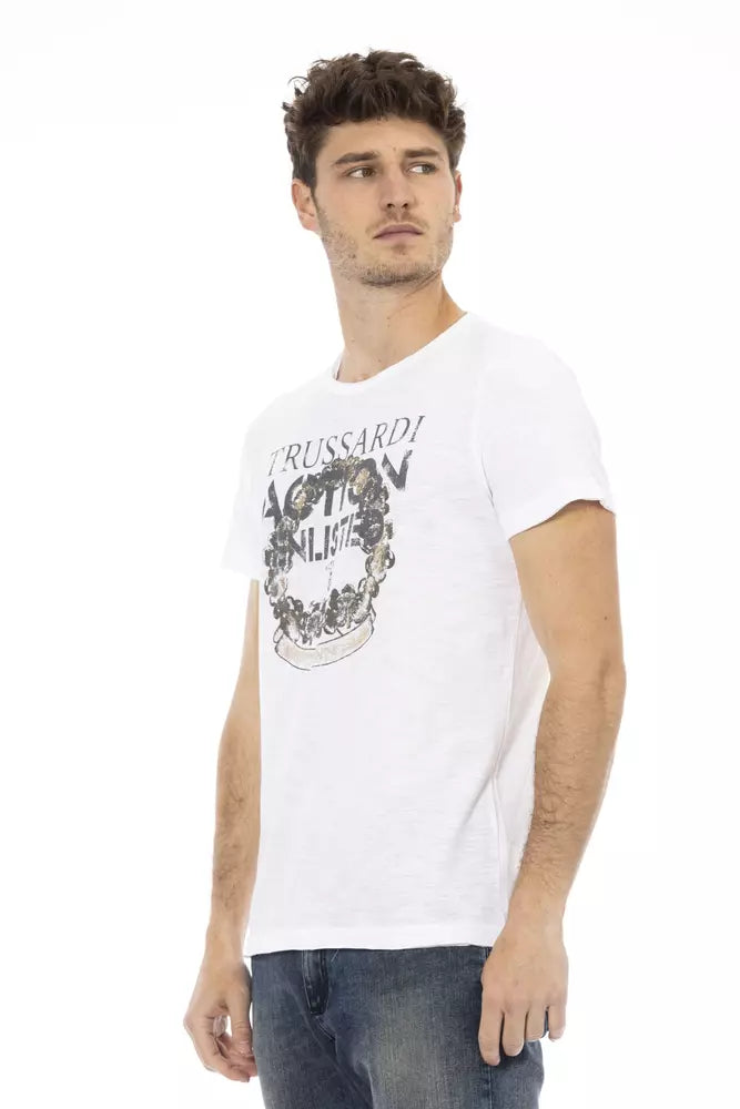 Trussardi Action Chic White Tee with Front Print