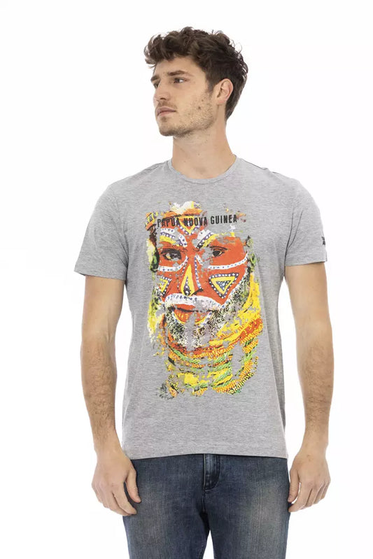 Trussardi Action Elegant Short Sleeve Gray Tee for Men